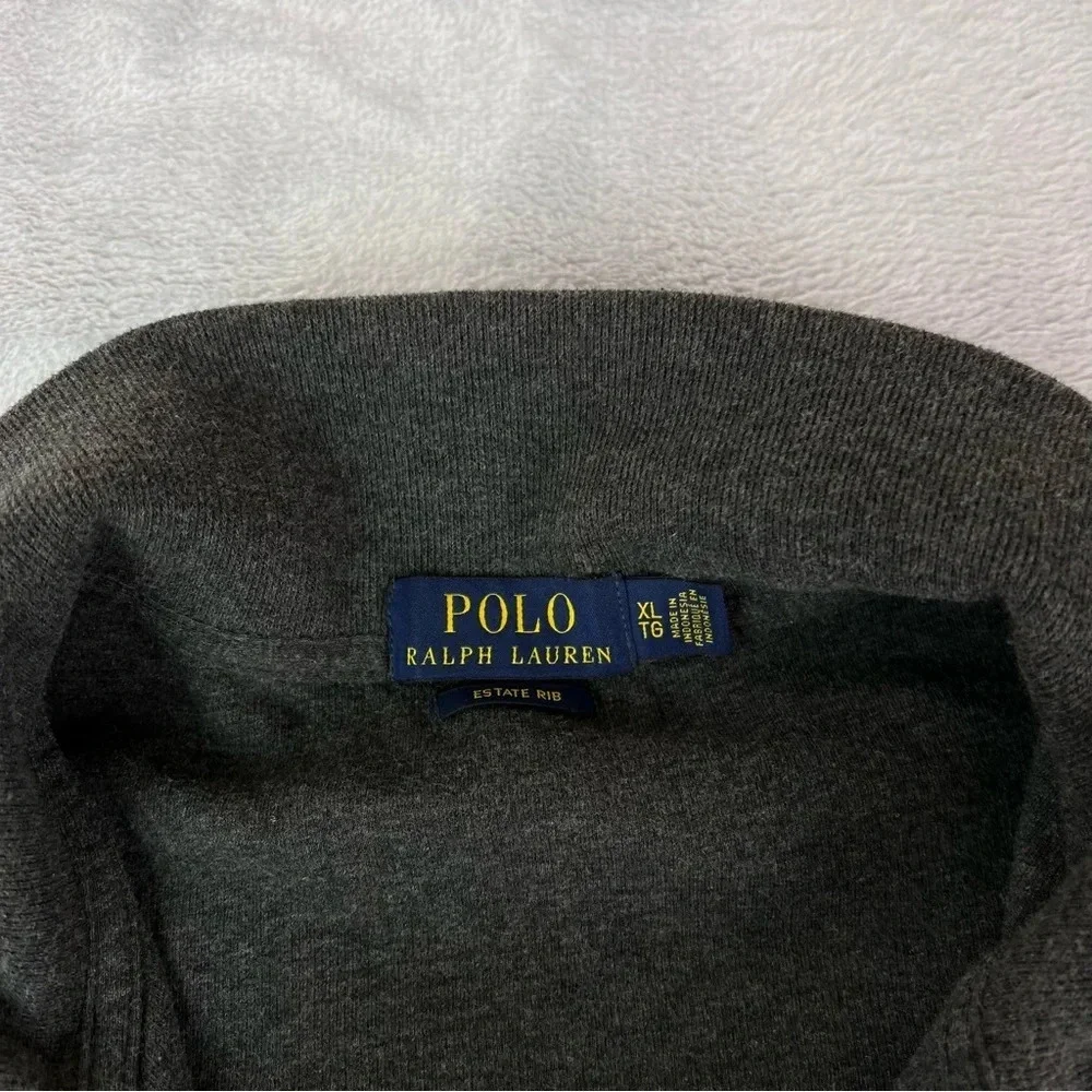 Polo Ralph Lauren Estate Rib Size XL Sweater Dark Gray 1/4 Zip Knitted‎ Pullover